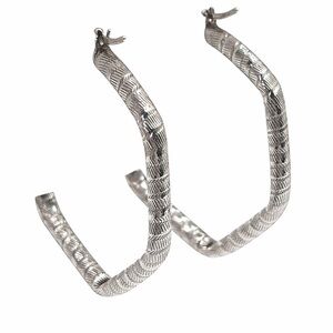 Vintage Sterling Silver Hoop Earrings Stamped 925 Italy Diamond Cut Textured